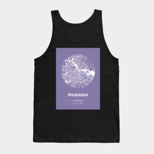 City map in purple: Amsterdam, The Netherlands, with retro vintage flair Tank Top